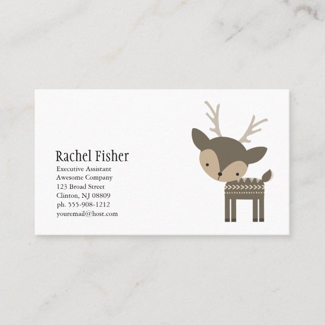 Cute Animal Brown Buck Deer Business Cards (Front)