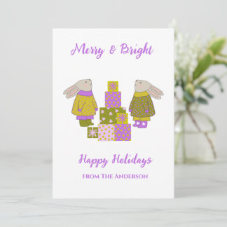 Cute Animal Bunny Christmas Holiday Card