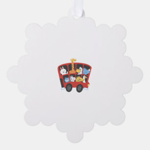 Cute Animal Bus Adventure for Kids Ornament Card