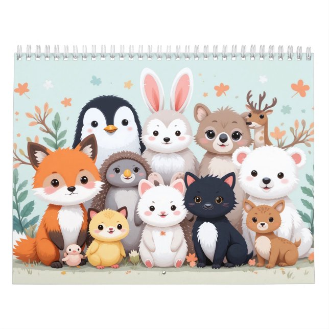 Cute Animal Calendar 2026 – Adorable Kawaii Style  (Cover)