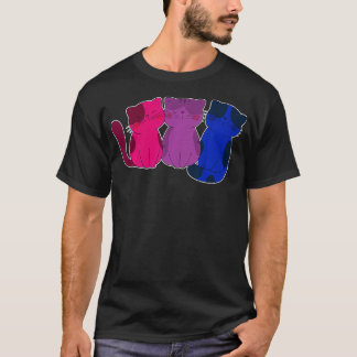 Cute Animal Cat Biseual Gift LGBT Bi Flag Pride Bi T-Shirt