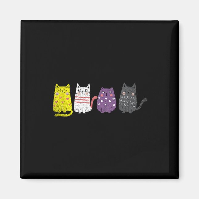 Cute Animal Cat Gift Non Binary Pride Agender Non  Magnet (Front)