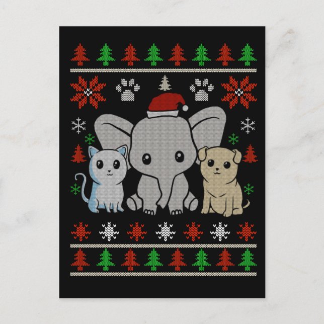 cute animal christmas postcard (Front)