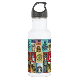 Cute Animal Collage Folk Art Design 532 Ml Water Bottle