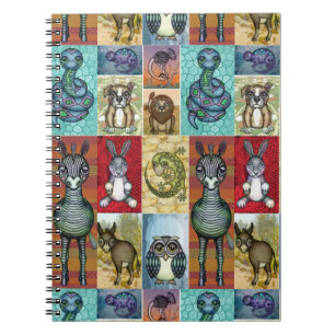 Cute Animal Collage Folk Art Design Notebook