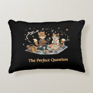 Cute Animal Couple Proposal Picnic Accent Pillow