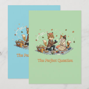 Cute Animal Couple Proposal Picnic Invitation