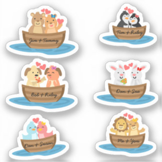 Cute Animal Couples Stickers