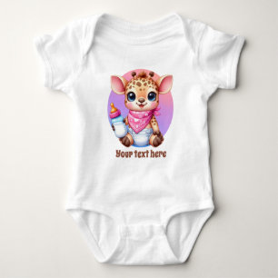Cute animal customizable jungle giraffe girls baby bodysuit
