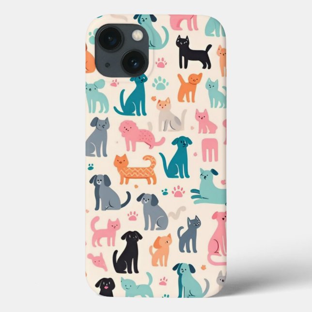 Cute Animal Designs Seamless Dog & Cat Pattern Case-Mate iPhone Case (Back)