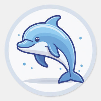 Cute Animal Dolphin Classic Round Sticker