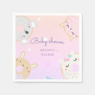cute animal doughnuts baby shower napkin