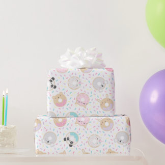 Cute Animal Doughnuts Wrapping Paper