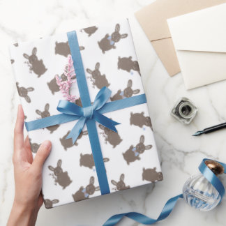 Cute animal Easter bunny with flowers baby boy Wrapping Paper