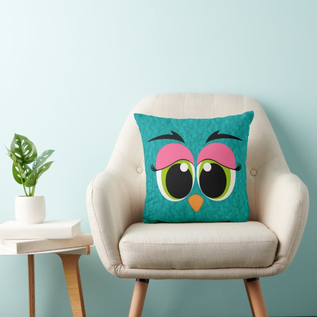 Cute Animal Eyes Throw Pillow (Chair)