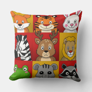 Cute Animal Faces For Animal Lovers Throw Pillow