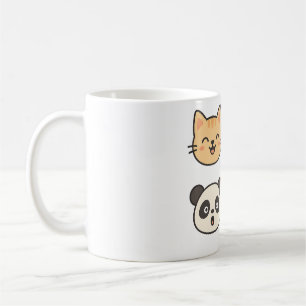 Cute Animal Faces Mug – Cat, Dog, Panda, Koala