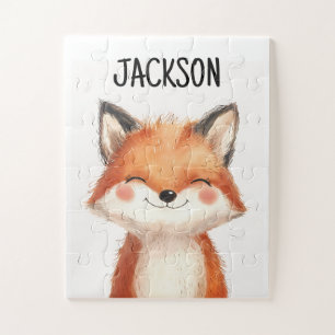 Cute Animal Fox Happy Personalized Kids Birthday Jigsaw Puzzle
