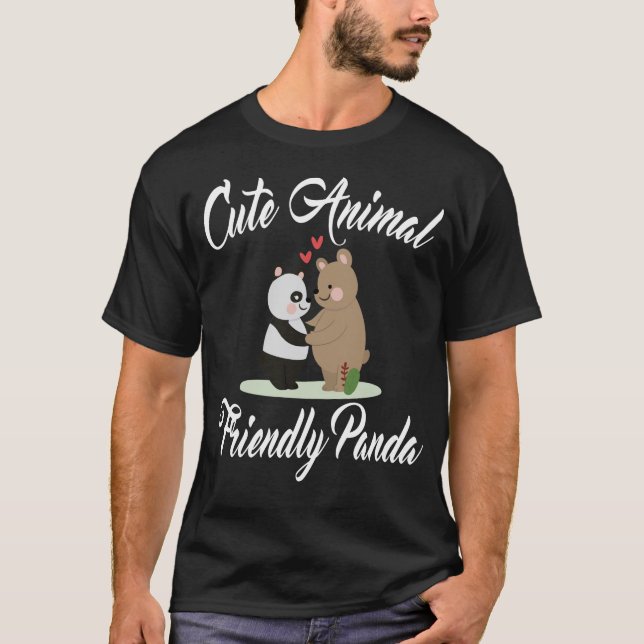 Cute Animal Friendly Panda ,  T-Shirt (Front)