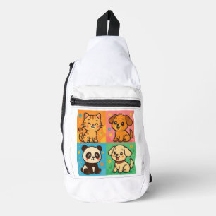 Cute Animal Friends Backpack – Cat, Dogs & Panda C