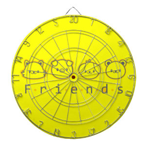 Cute animal friends face dartboard