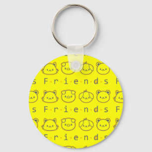 Cute animal friends face keychain