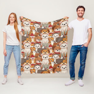 Cute animal friends fleece blanket
