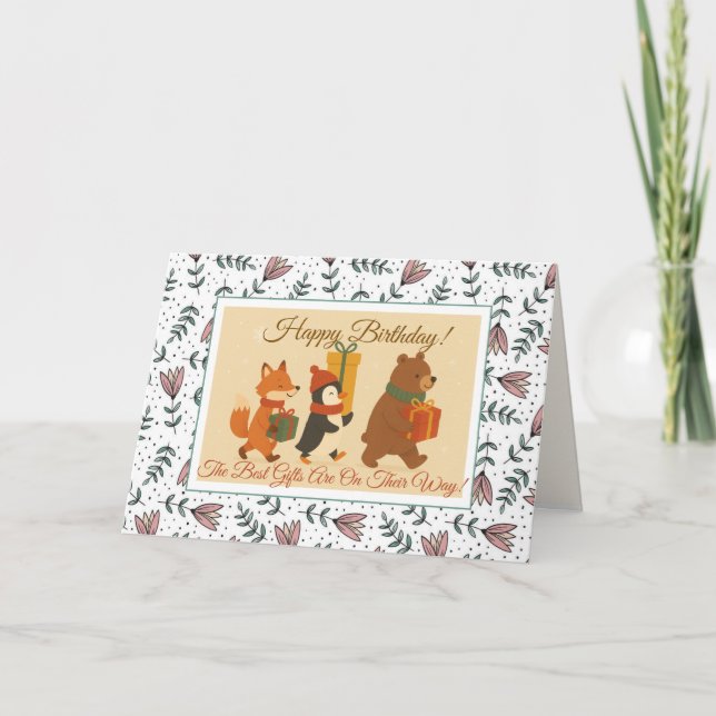 Cute Animal Gift Friends Birthday Card (Front)