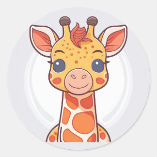 Cute Animal Giraffe Classic Round Sticker