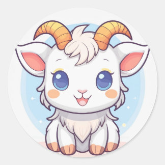 Cute Animal Goat Classic Round Sticker