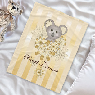 Cute Animal Gold Effect Stripe Personalized Kids Fleece Blanket