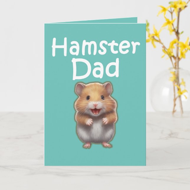 Cute Animal Hammy Pet Owner Hamster Dad Card (Yellow Flower)