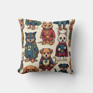 cute animal heroes throw pillow