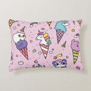 Cute Animal Ice Cream Cones Accent Pillow