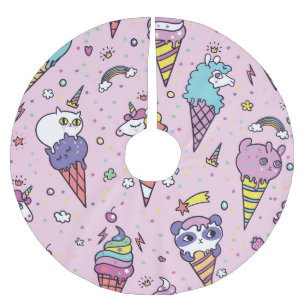 Cute Animal Ice Cream Cones Brushed Polyester Tree Skirt