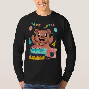 Cute Animal Kids Birthday Party Cake Brown Bear 1 T-Shirt