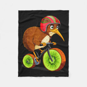 Cute Animal Kiwi Cycling New Zealand Fleece Blanket