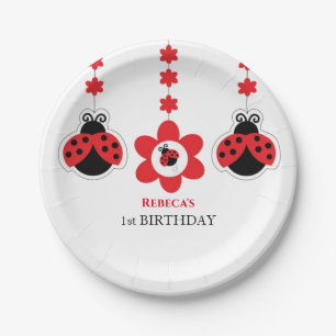 Cute animal ladybug birthday paper plate