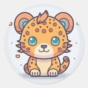 Cute Animal Leopard Classic Round Sticker