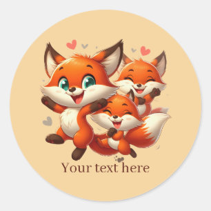 Cute animal love fox customizable  classic round sticker