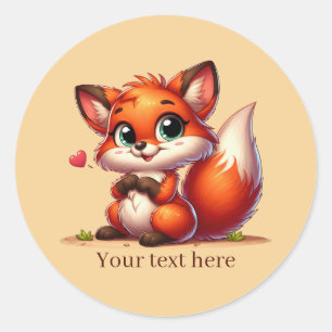 Cute animal love fox customizable classic round sticker