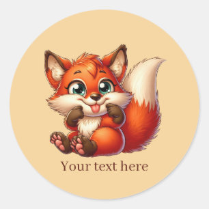 Cute animal love fox customizable classic round sticker