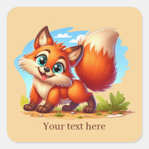 Cute animal love fox customizable square sticker