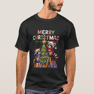 Cute Animal Lovers Funny Raccoons Decorating Chris T-Shirt
