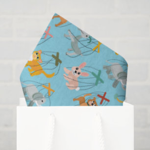 Cute Animal Marionette Puppets Puppeteer Pattern Tissue Paper