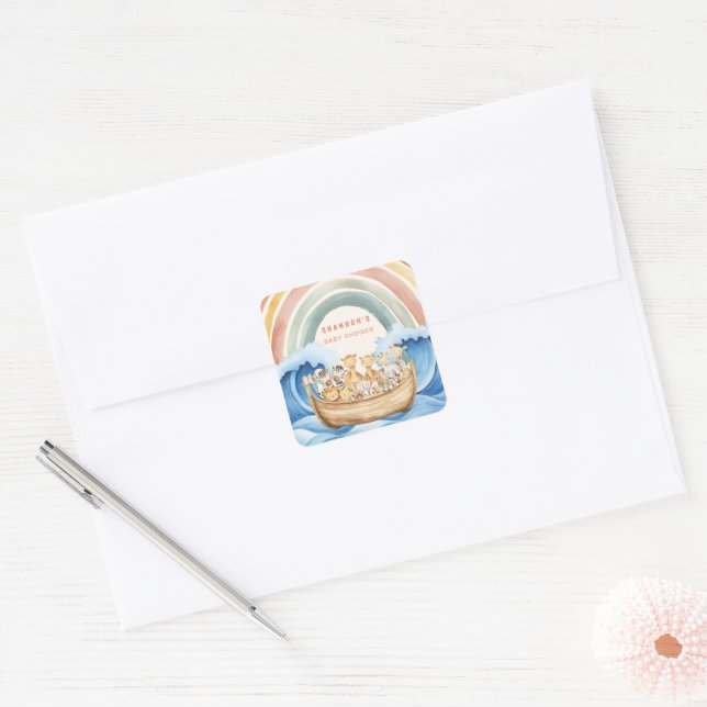 Cute Animal Noahs Ark Baby Shower Sticker (Envelope)
