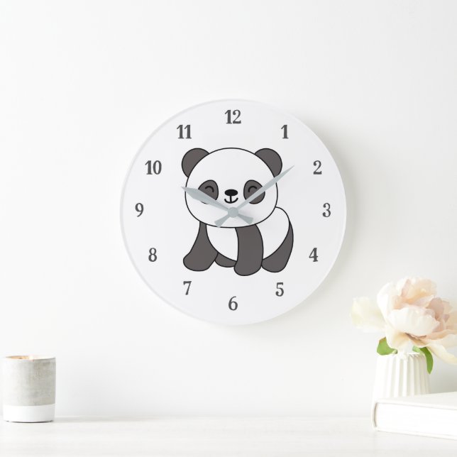 Cute Animal Panda Bear Large Clock (Home)