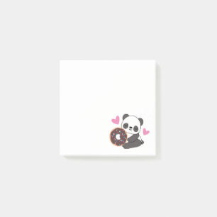 Cute Animal Panda Bear Pink Heart Doughnut  Post-it Notes