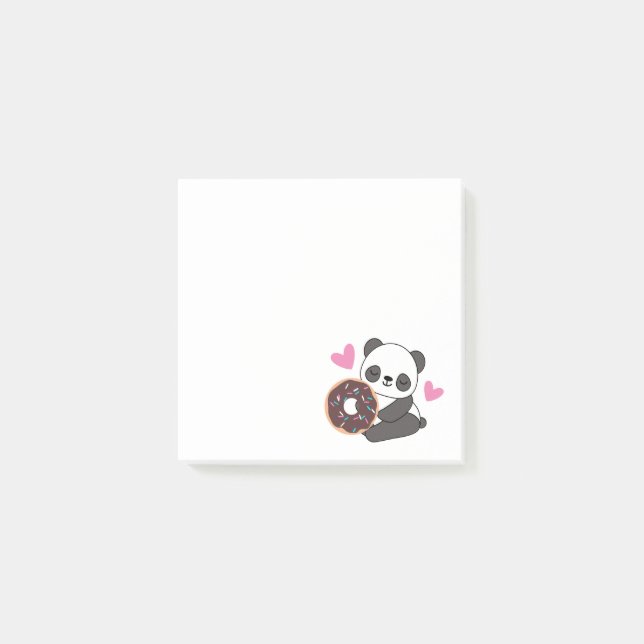 Cute Animal Panda Bear Pink Heart Doughnut  Post-it Notes (Front)