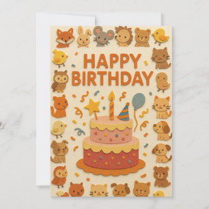 Cute Animal Party Birthday Card